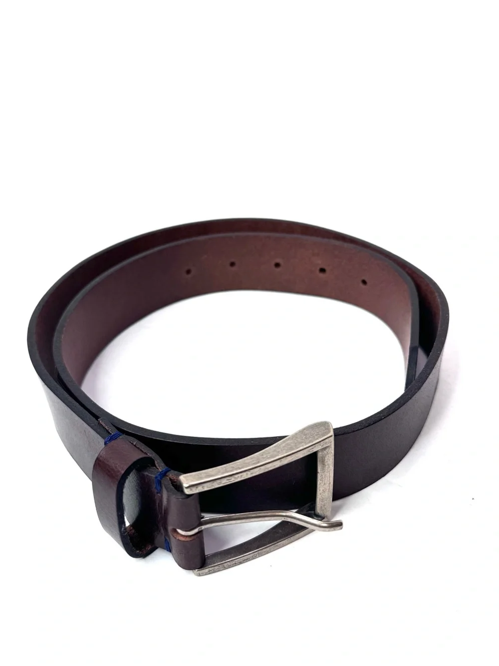 New Genuine Italian Leather Belt Made in Italy Brown Antique Brass Buckle Siz 32